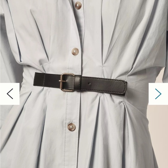 NWT Elegant Light Blue Belted Shirt Dress - Picture 2 of 4